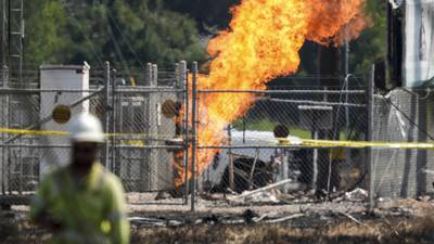 Human remains are found inside an SUV that officials say caused pipeline fire in suburban Houston