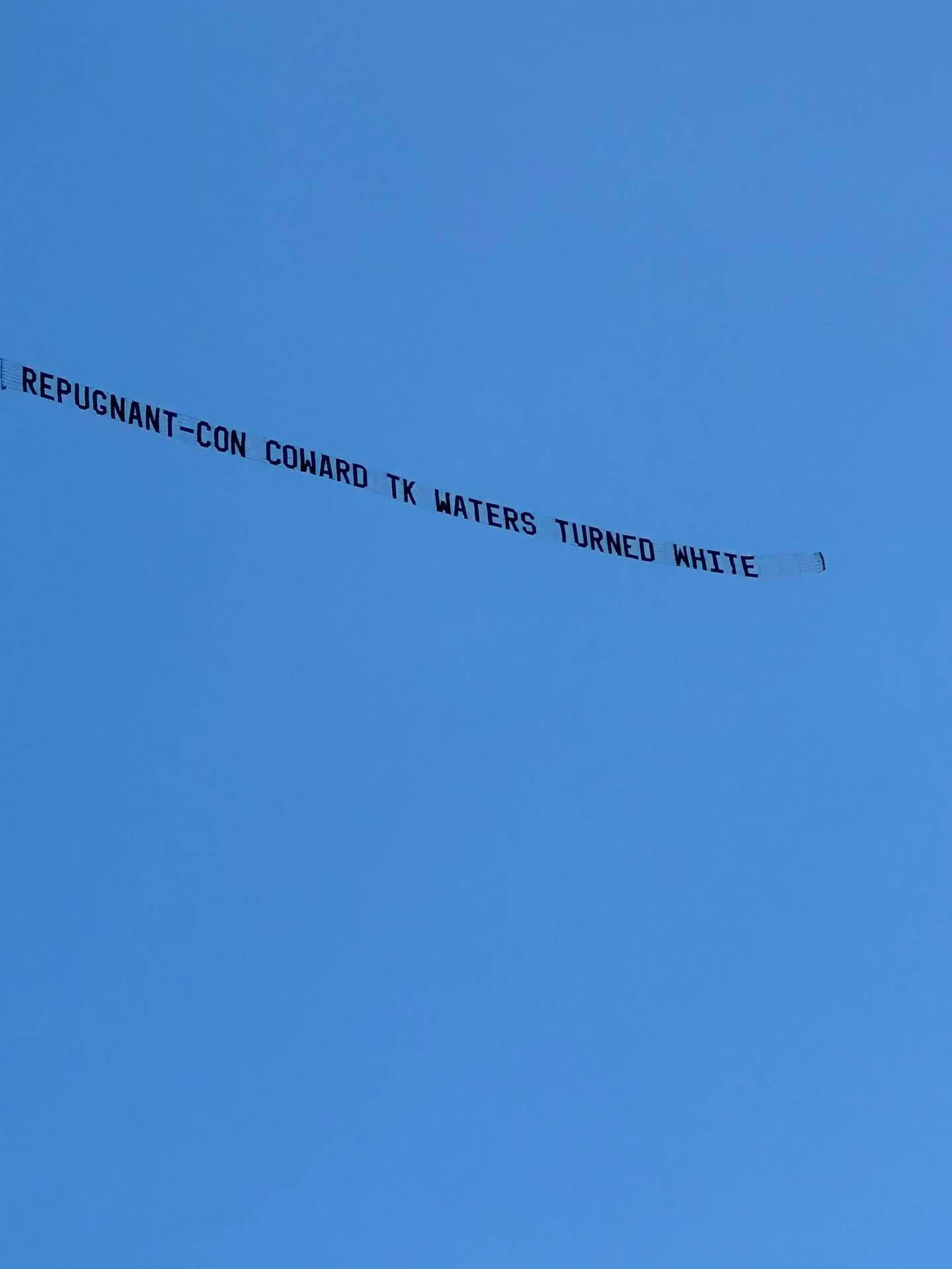 A plane flying a banner with an unflattering message about Jacksonville Sheriff TK Waters was spotted flying over downtown on Thursday afternoon.