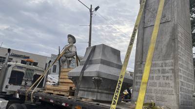 A Mississippi Confederate monument covered for 4 years is moved