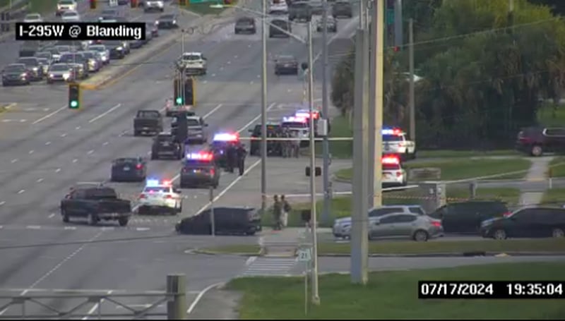 Heavy police activity at I-295 and Blanding Boulevard.