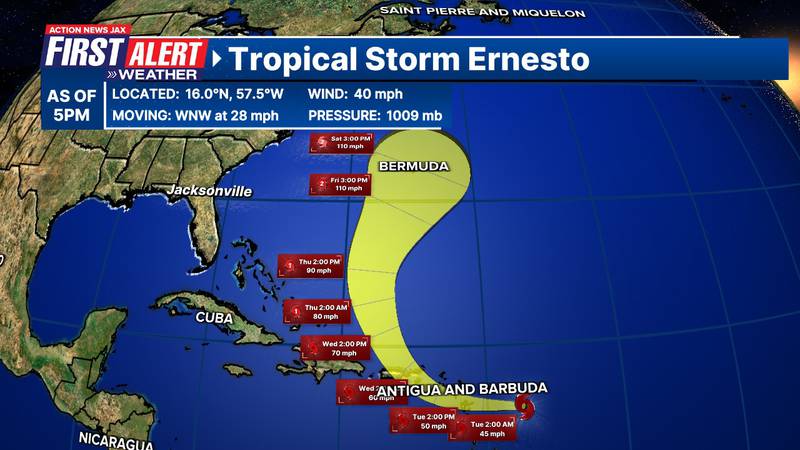 Tropical Storm Ernesto has formed, 8/12/24