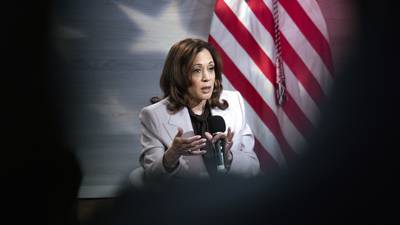 Harris condemns Trump rhetoric, says voters should make sure he 'can't have that microphone again'