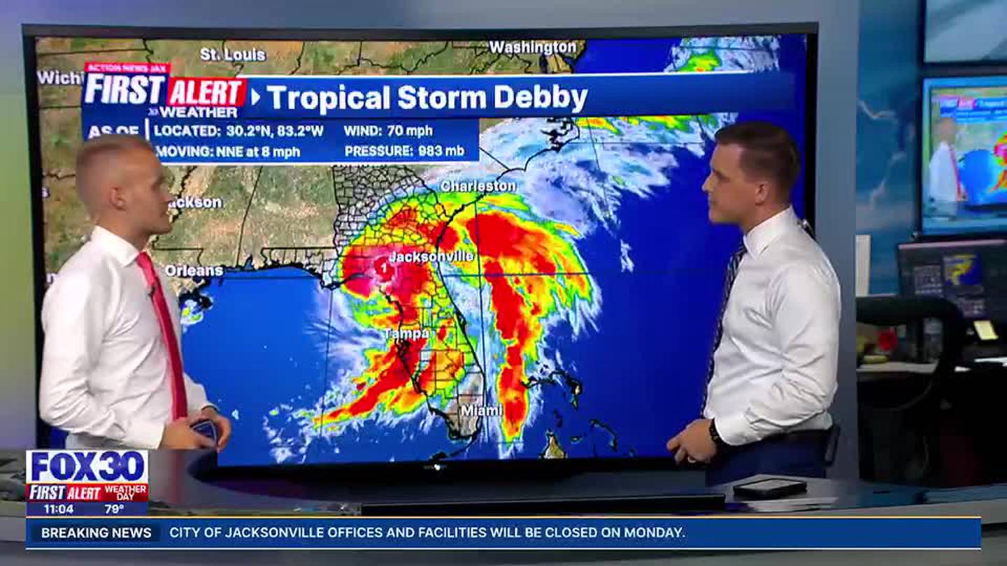 Tracking Debby Storm downgrades to tropical storm status 104.5 WOKV