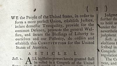 A rare 1787 copy of the US Constitution is up for auction and it could be worth millions