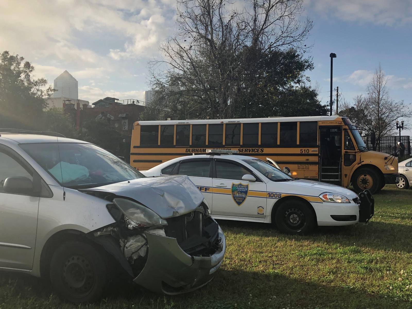 No injuries to children on school bus in crash near FSCJ Downtown 104