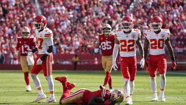 Report: 49ers WR Brandon Aiyuk out for season with ACL, MCL injury in loss to Chiefs